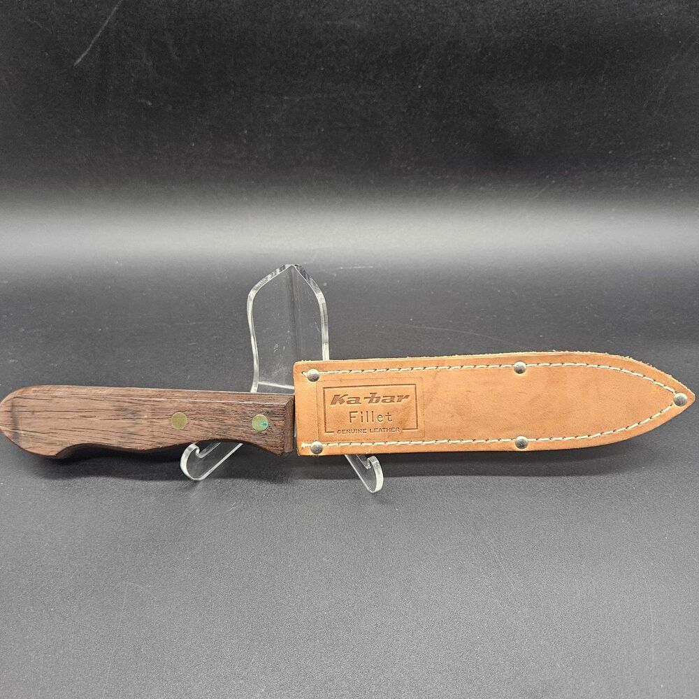 Vintage KABAR Fish Fillet Knife #1383 w/ Leather Sheath Filet Knives